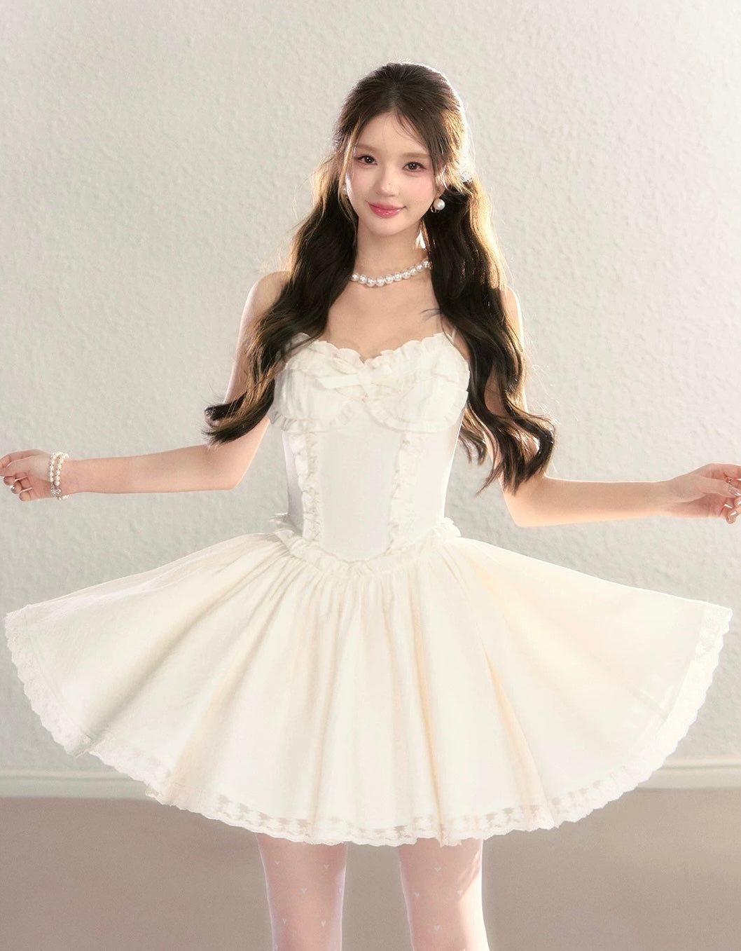 frill pattern one-piece KS1278