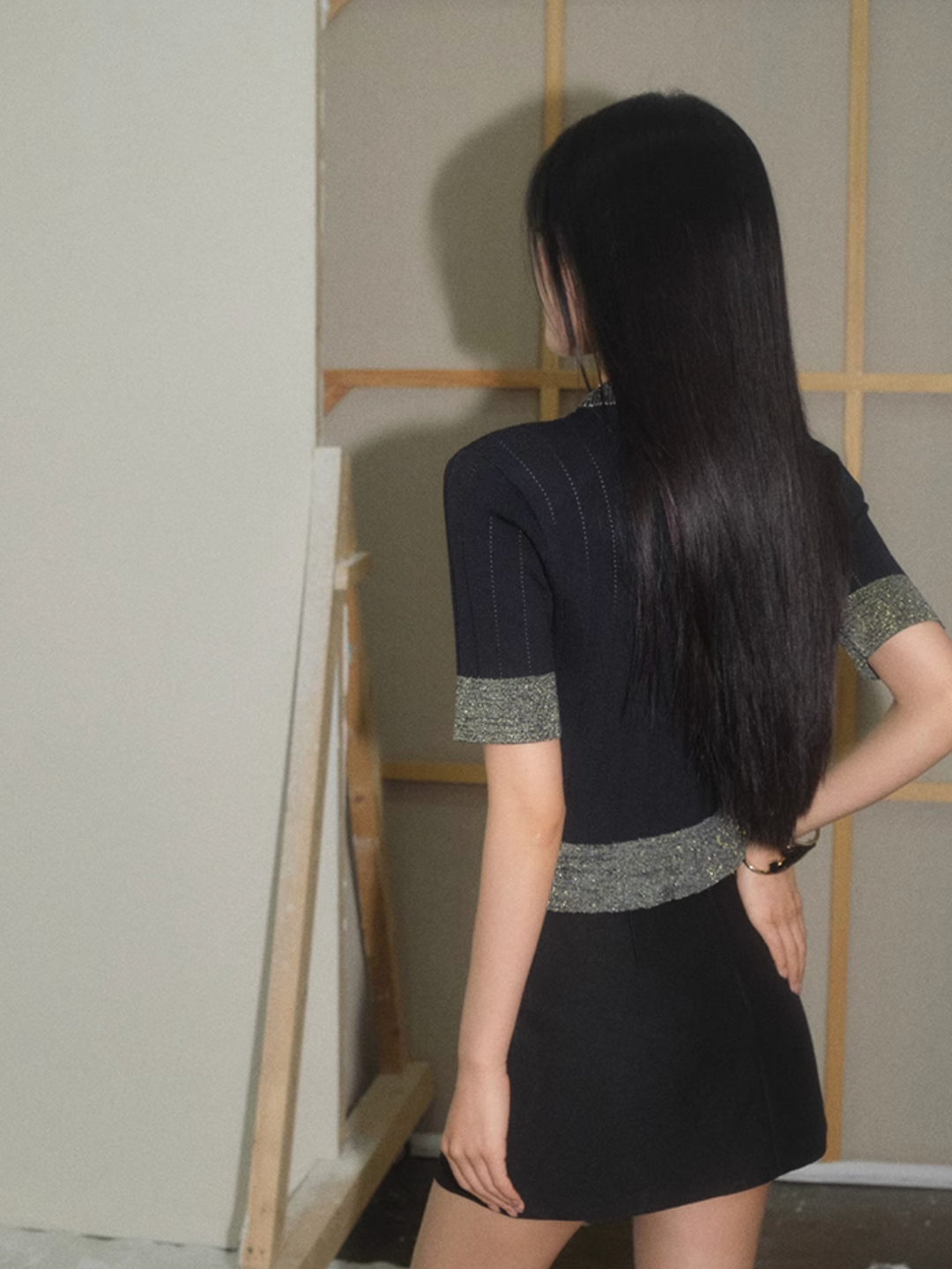 contrast black tops KS1141