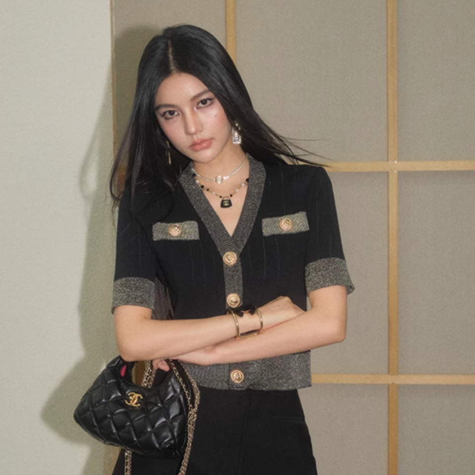contrast black tops KS1141