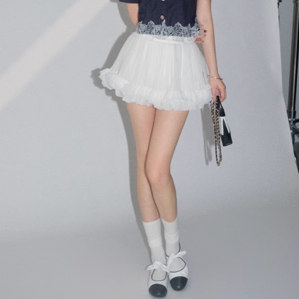 white frill luxury skirt KS1146