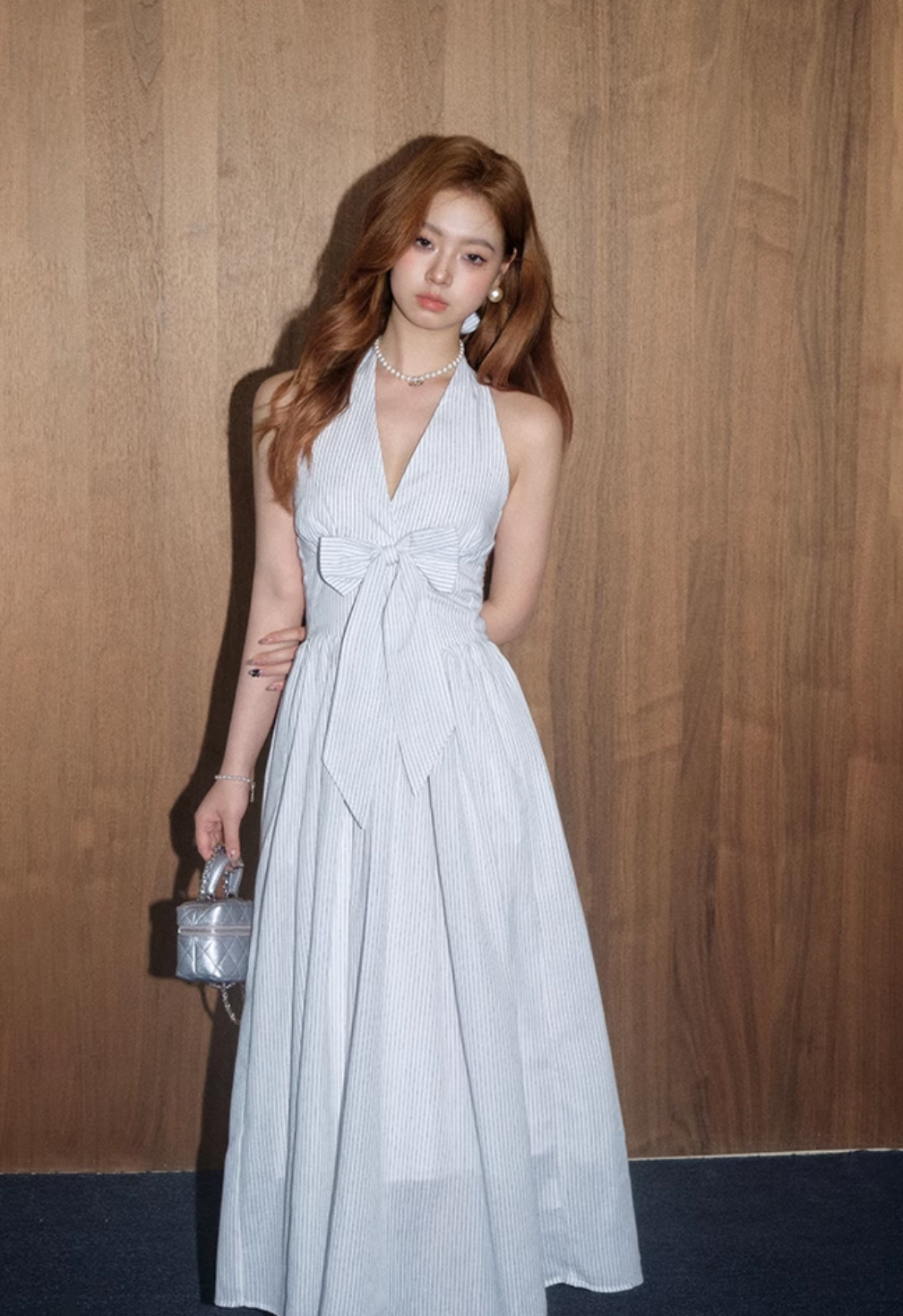 stripe ribbon one-piece KS1161