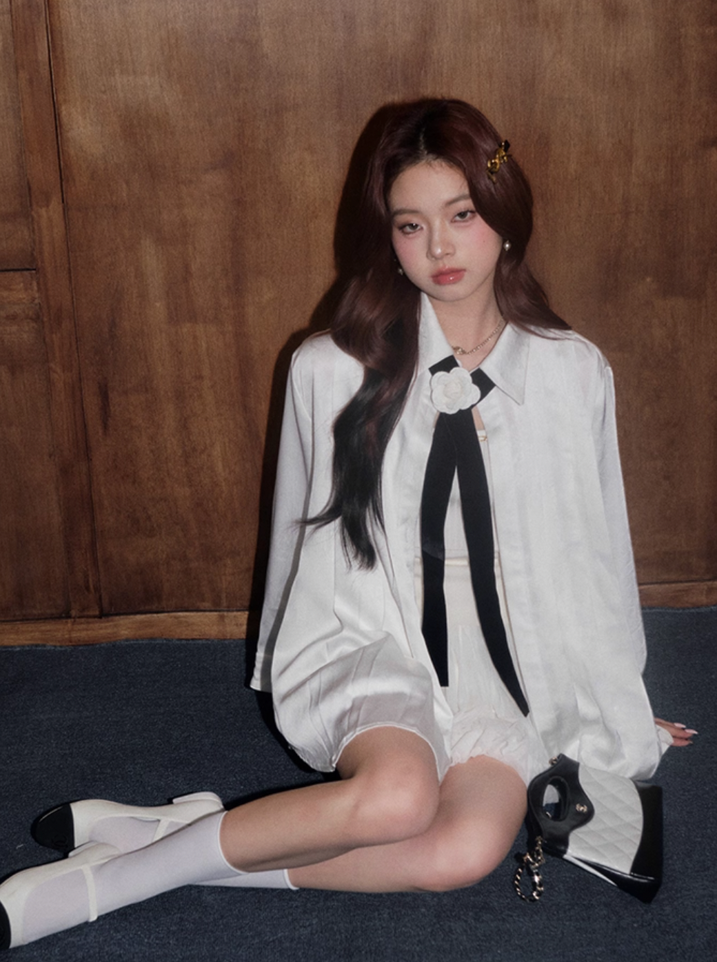 over white rose shirt KS1182