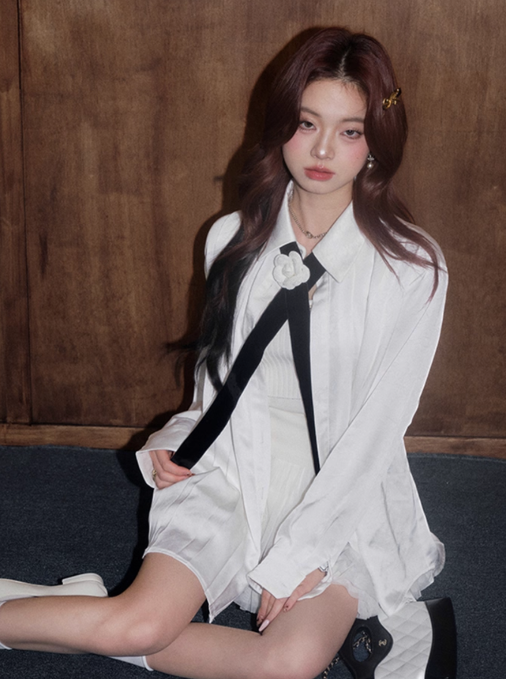 over white rose shirt KS1182