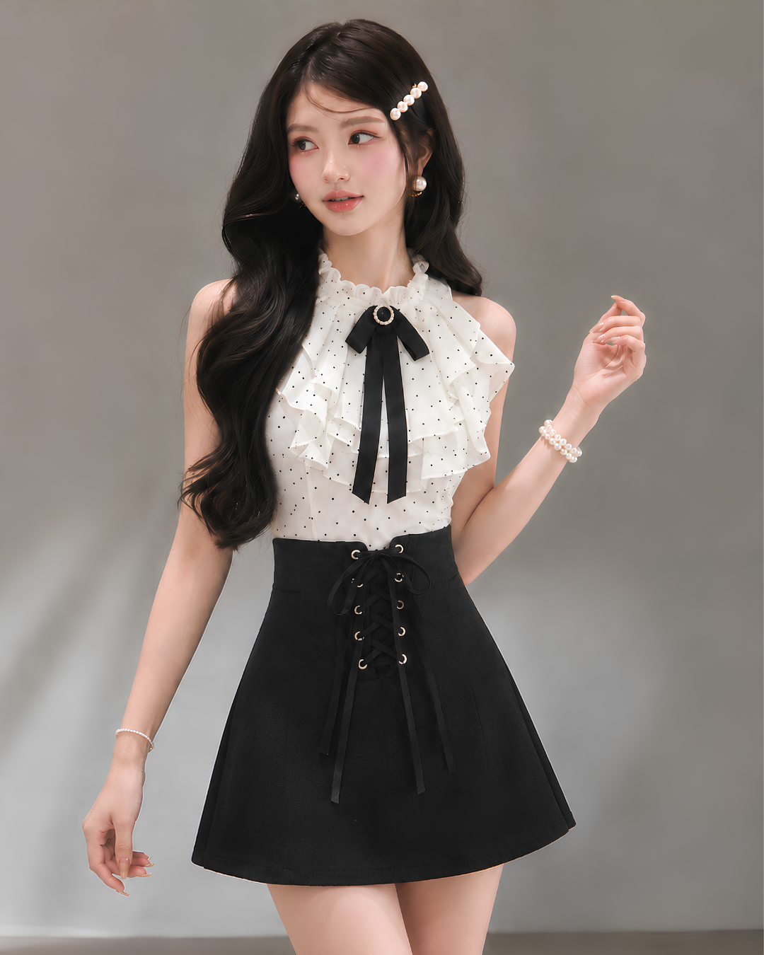 dot mood tops & skirt KS1328