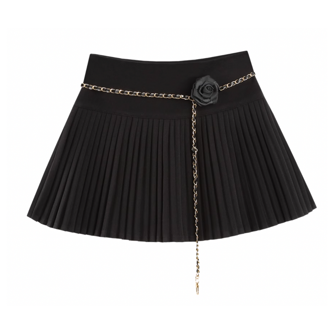 wanghong black pleats skirt KS1119