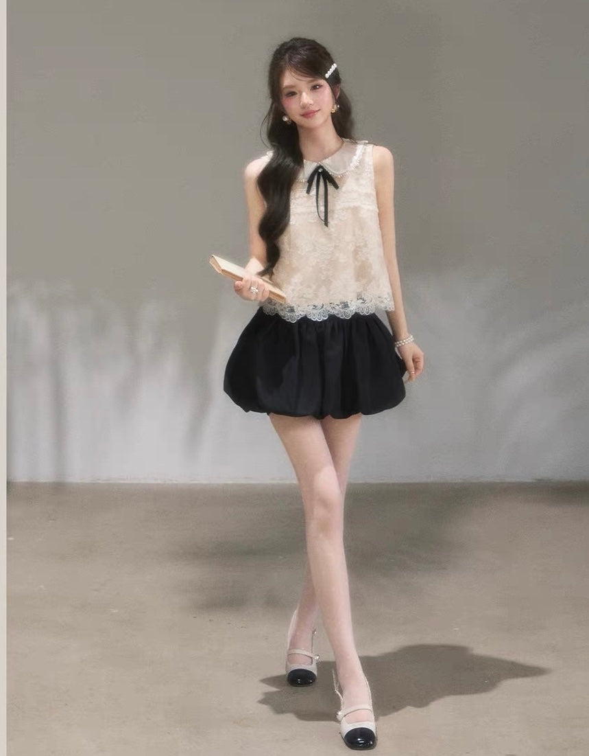 lace curler point tops & skirt KS1290