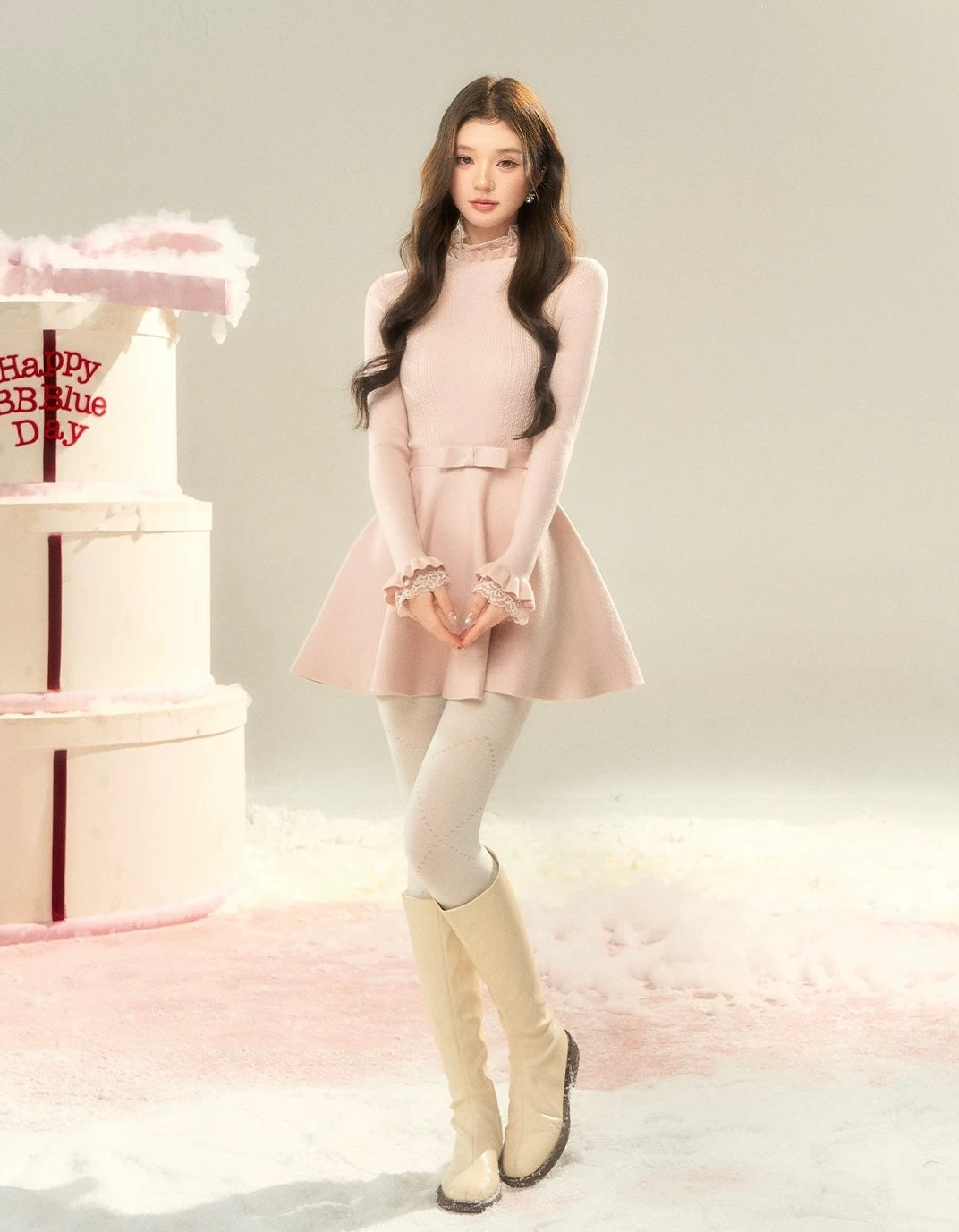 center ribbon point one-piece KS1229