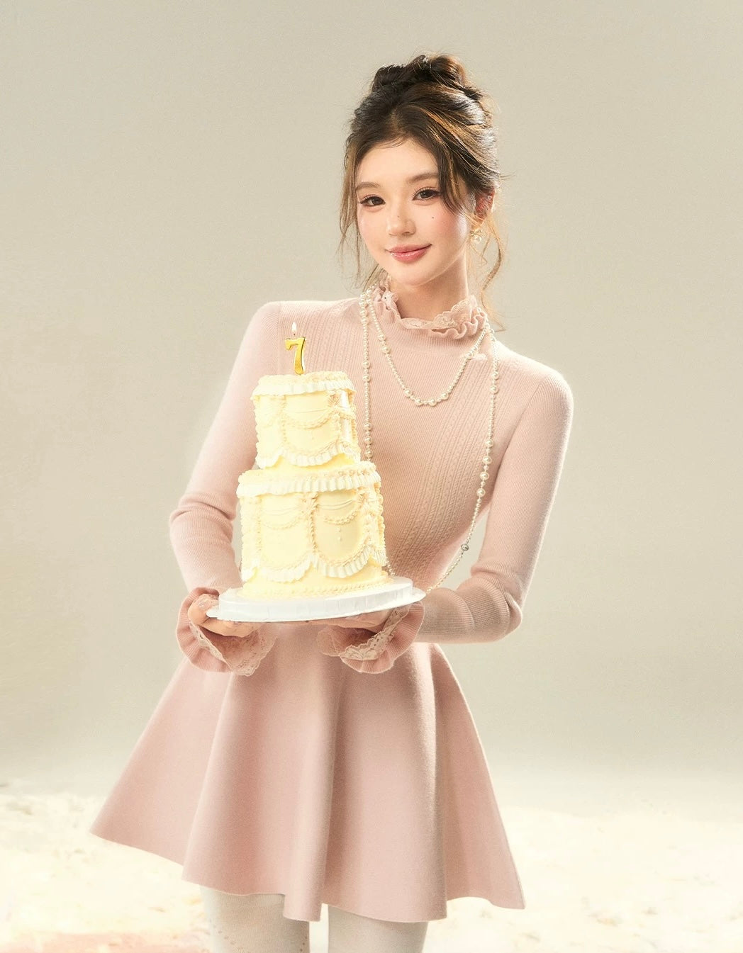 center ribbon point one-piece KS1229