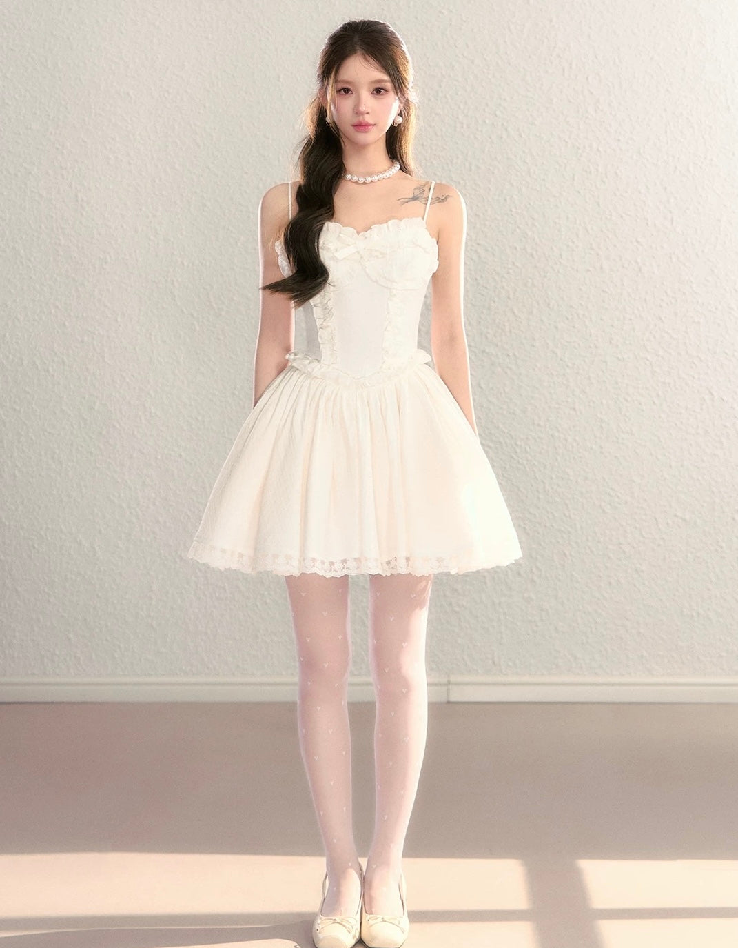 frill pattern one-piece KS1278