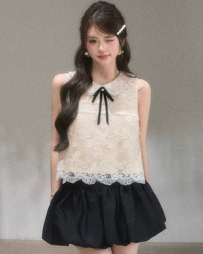 lace curler point tops & skirt KS1290