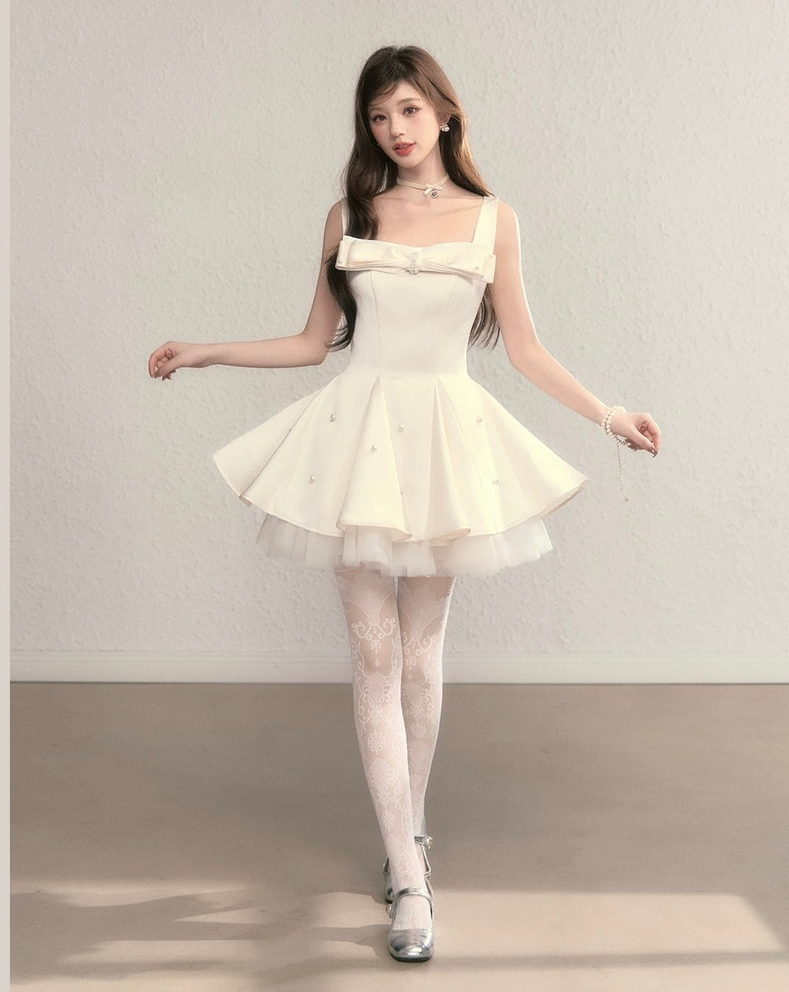 Perl point ribbon one-piece KS1276