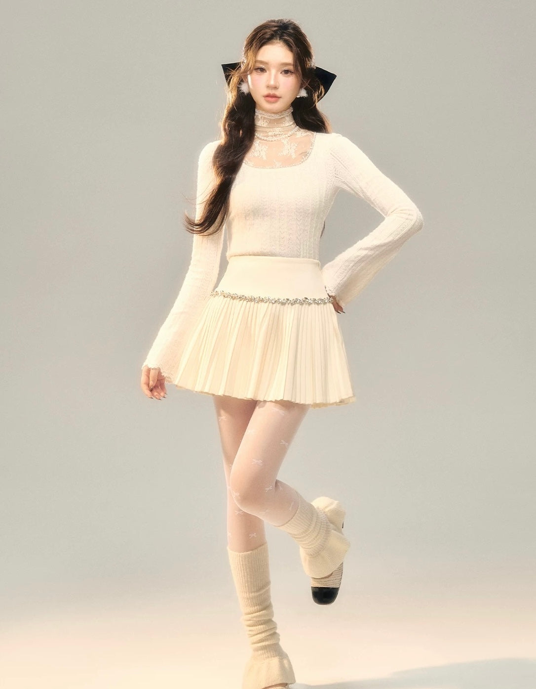 lace point luxury tops KS1233