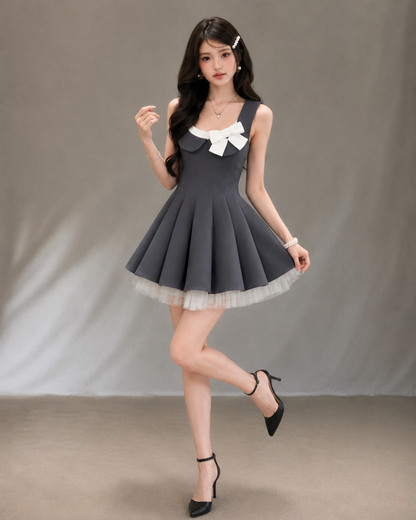 ribbon gray point one-piece KS1298