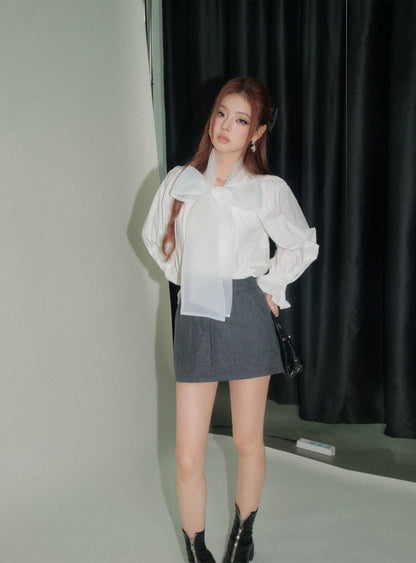 center ribbon design blouse KS1215