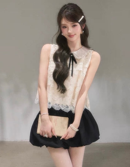 lace curler point tops & skirt KS1290