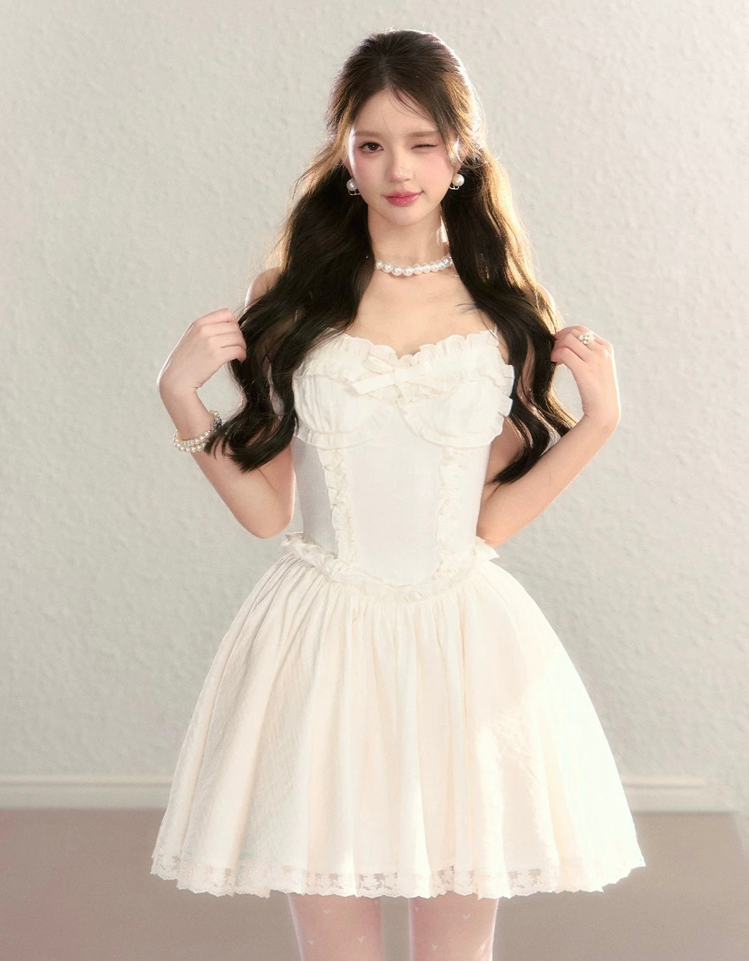 frill pattern one-piece KS1278