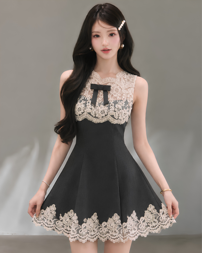 lace mood gray one-piece KS1323