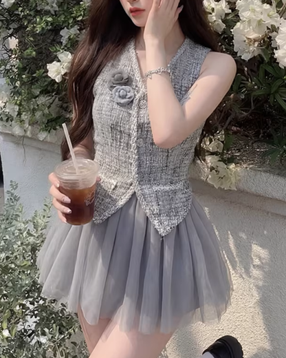 luxury gray tweed set up KS1243
