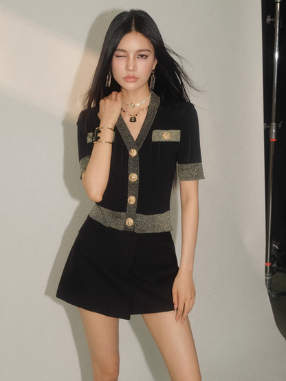contrast black tops KS1141