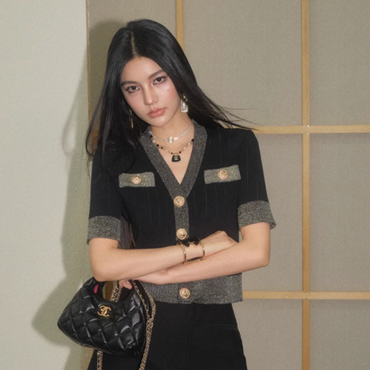 contrast black tops KS1141