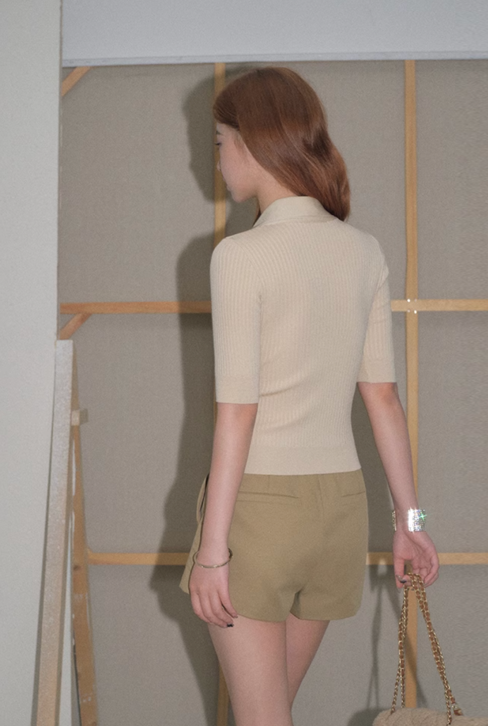 center point beige tops KS1164