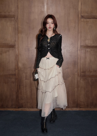 lame black cardigan KS1180
