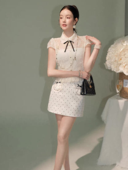 lace luxury frill tops & skirt KS1306