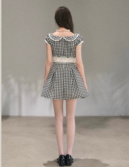 gingham check mood one-piece KS1289