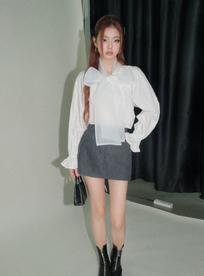 center ribbon design blouse KS1215