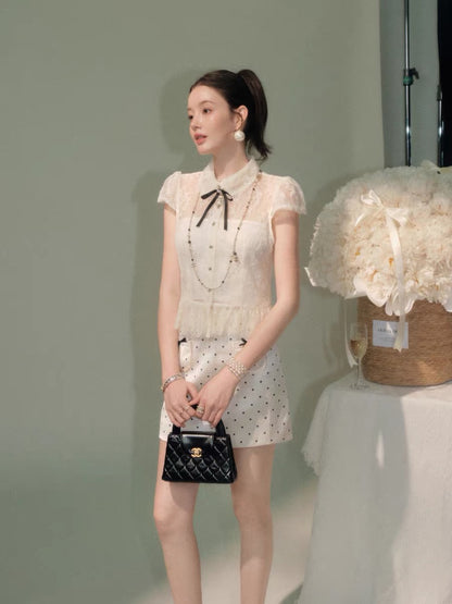 lace luxury frill tops & skirt KS1306
