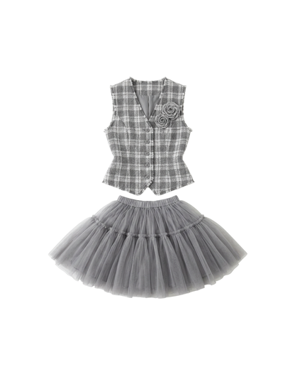 luxury gray tweed set up KS1243