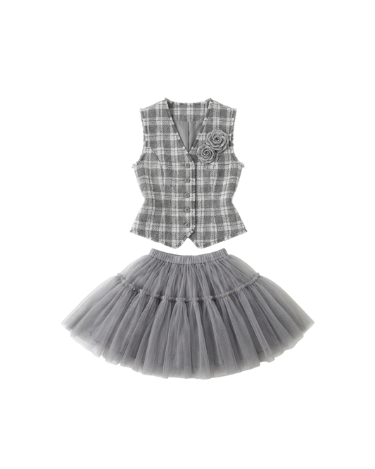 luxury gray tweed set up KS1243