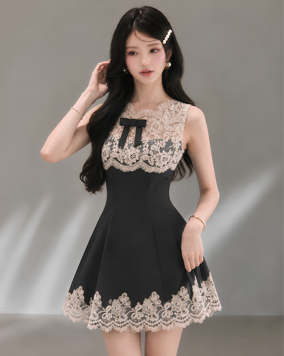 lace mood gray one-piece KS1323