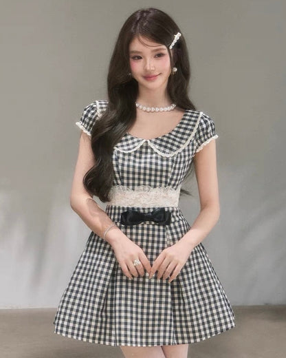 gingham check mood one-piece KS1289