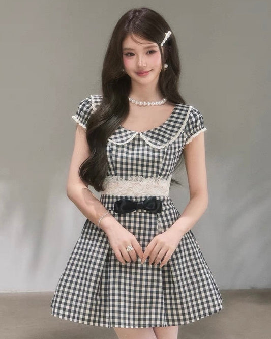 gingham check mood one-piece KS1289