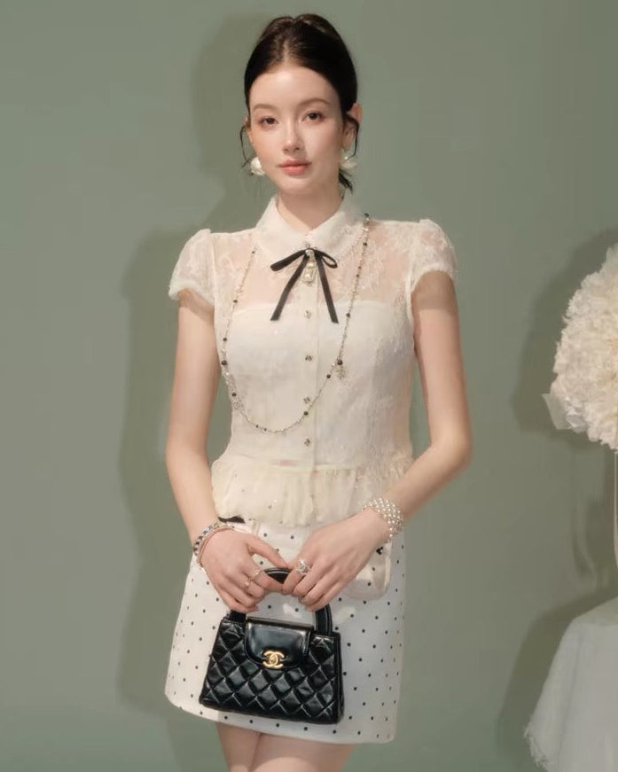 lace luxury frill tops & skirt KS1306