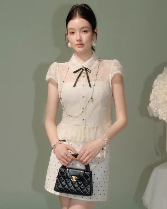 lace luxury frill tops & skirt KS1306