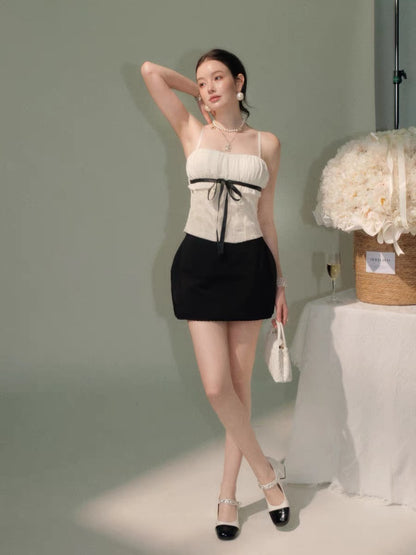 line center ribbon tops & skirt KS1311
