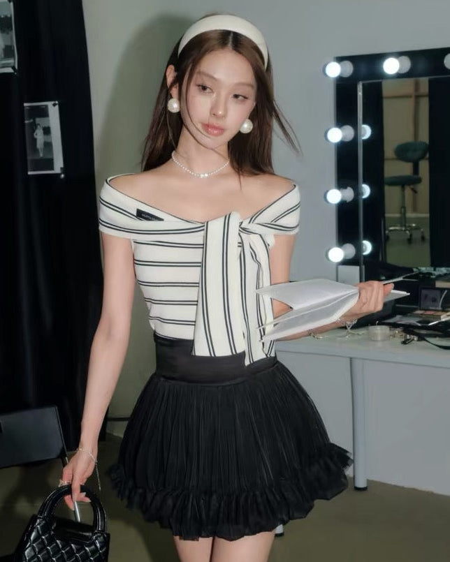 line mood tops & skirt KS1308