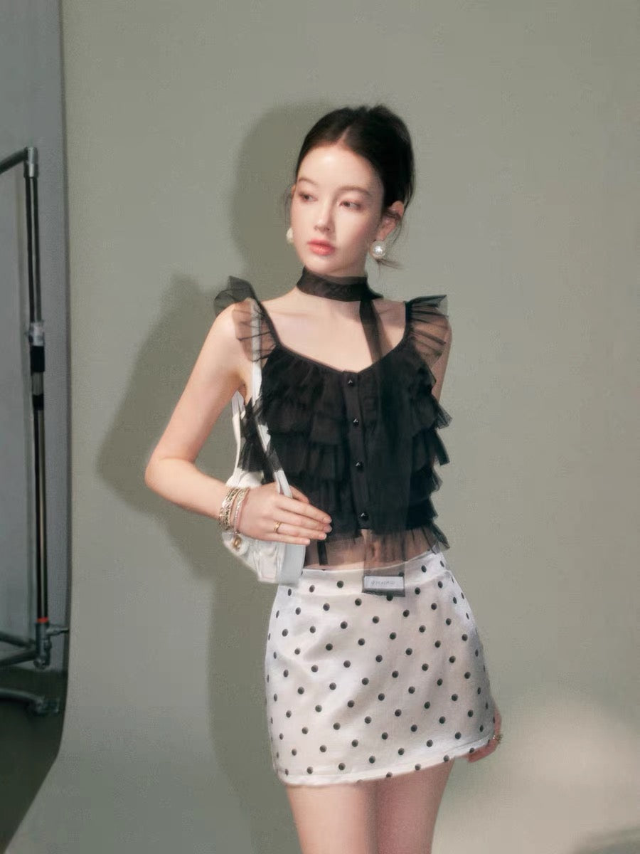 lace frill nuance tops & skirt KS1312