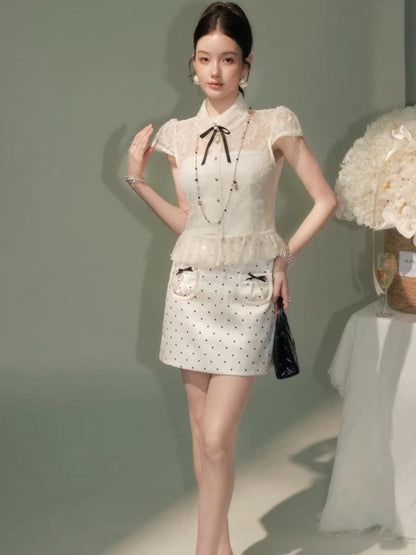 lace luxury frill tops & skirt KS1306