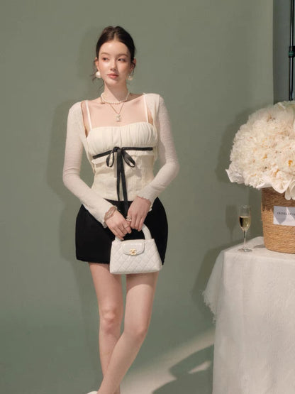 line center ribbon tops & skirt KS1311