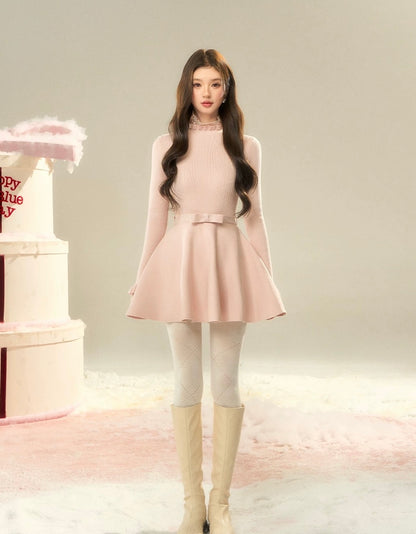 center ribbon point one-piece KS1229