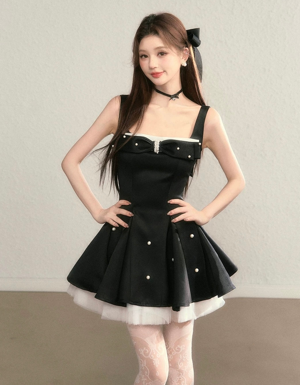 Perl point ribbon one-piece KS1276
