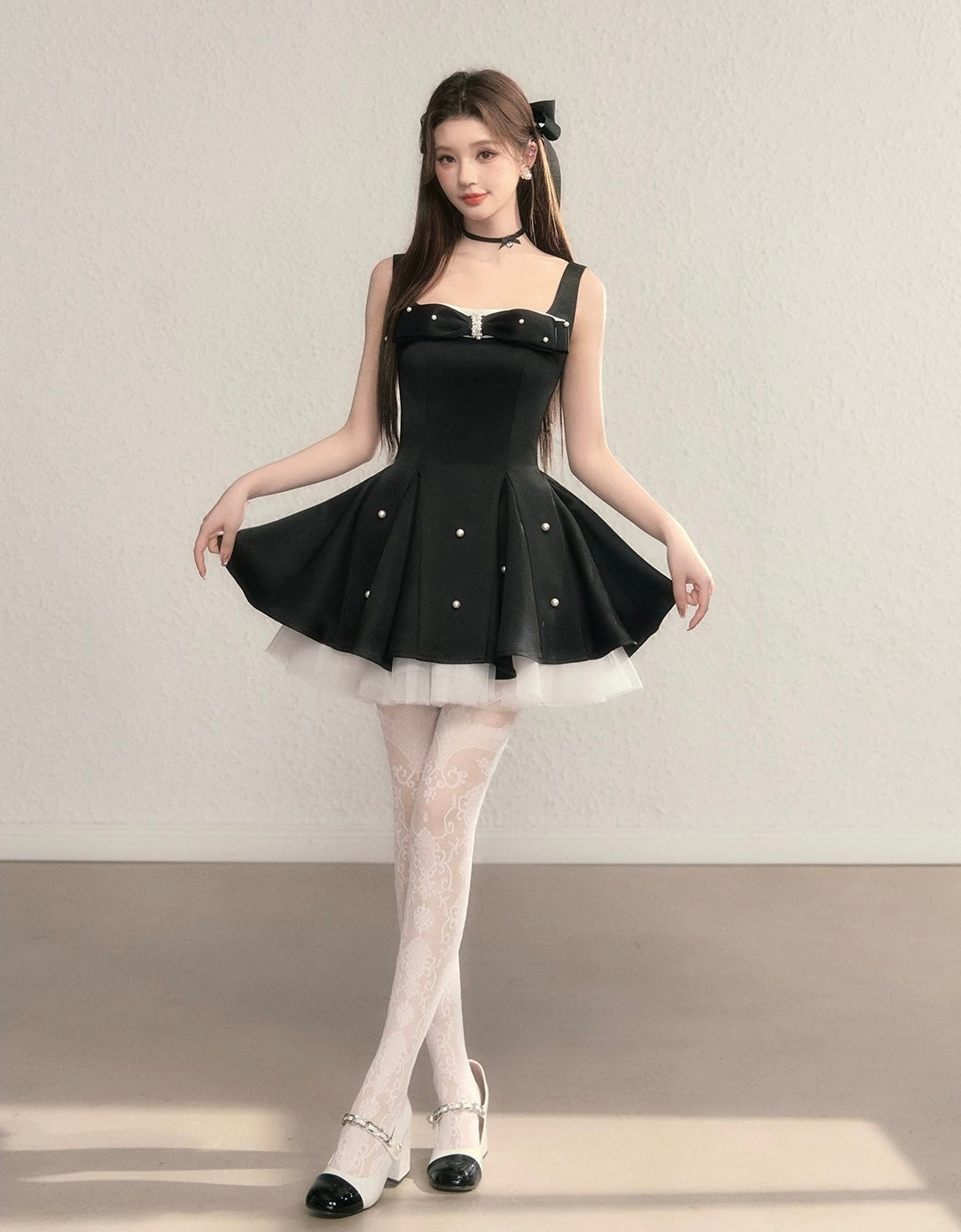 Perl point ribbon one-piece KS1276