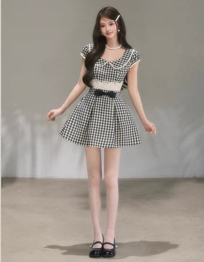 gingham check mood one-piece KS1289