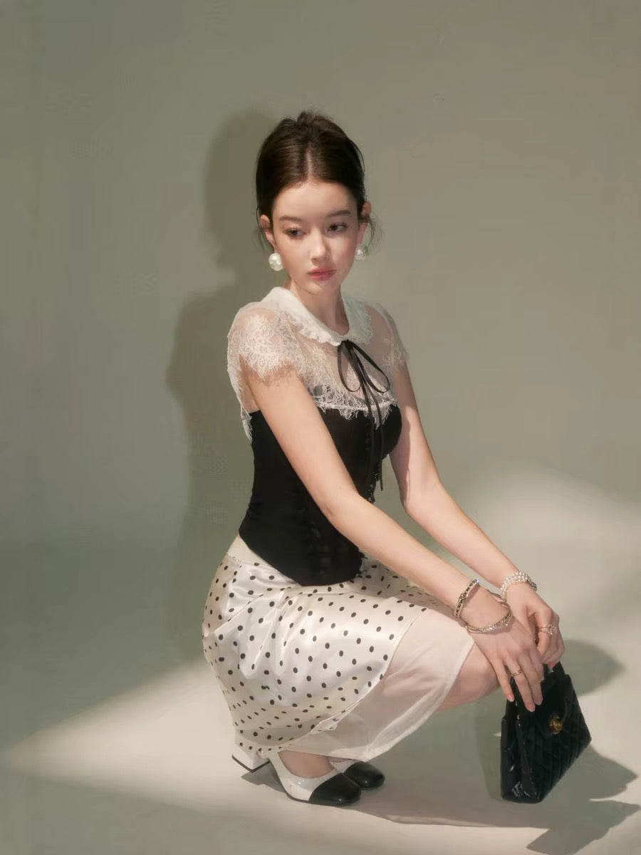 lace mood high-end tops & skirt KS1305