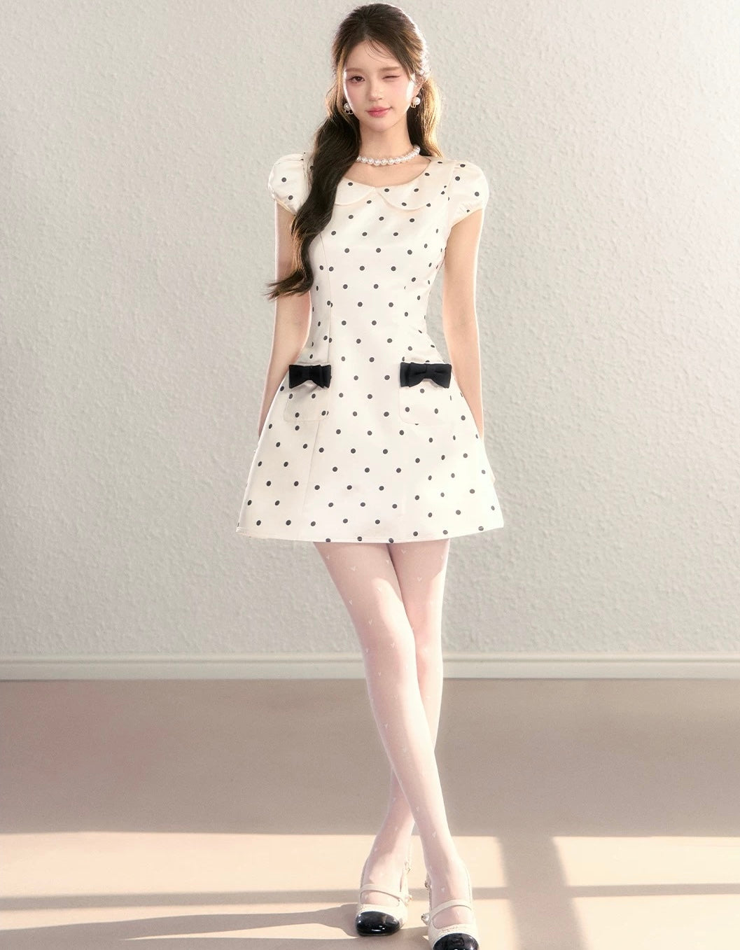 dot luxury ribbon one-piece KS1274