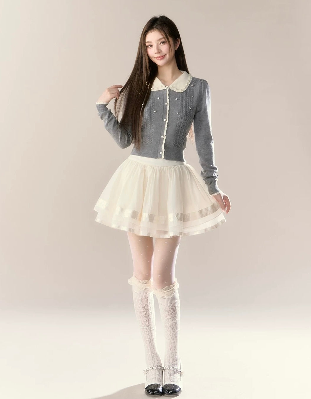 round curler Perl cardigan KS1221