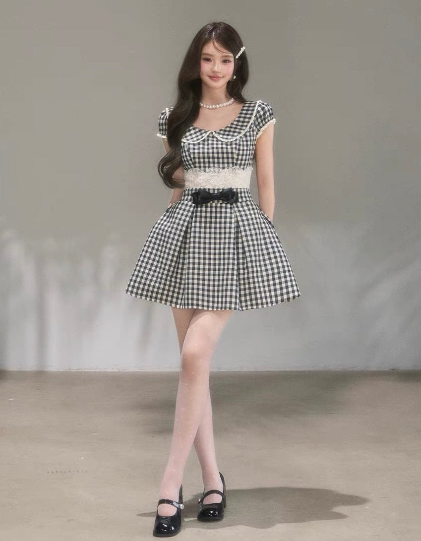 gingham check mood one-piece KS1289